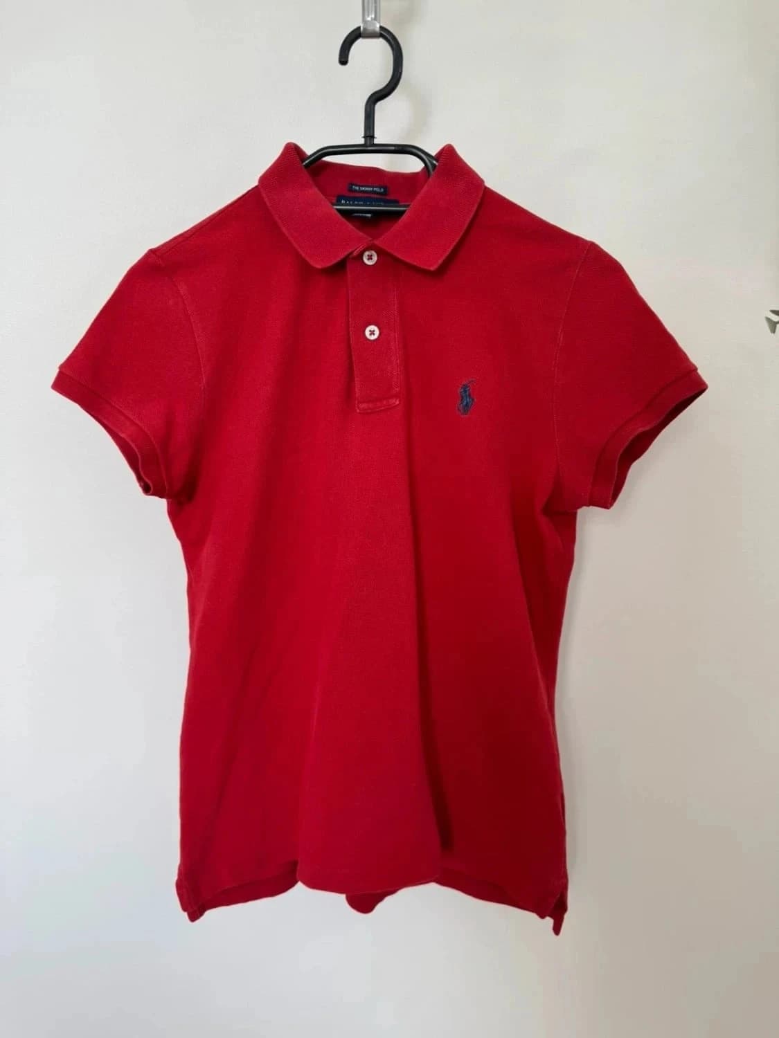 Polo Ralph Lauren Skinny fit femme rouge logo brodé bleu taille S - Photo 2/9