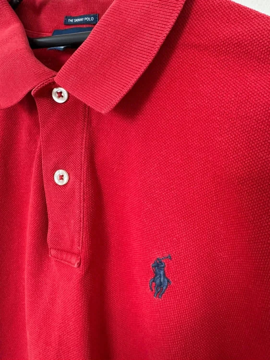Polo Ralph Lauren Skinny fit femme rouge logo brodé bleu taille S - Photo 3/9