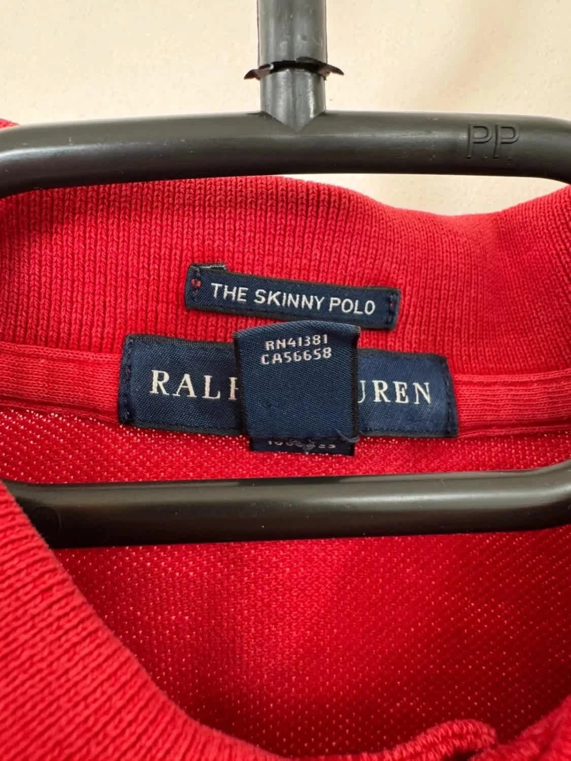 Polo Ralph Lauren Skinny fit femme rouge logo brodé bleu taille S - Photo 5/9