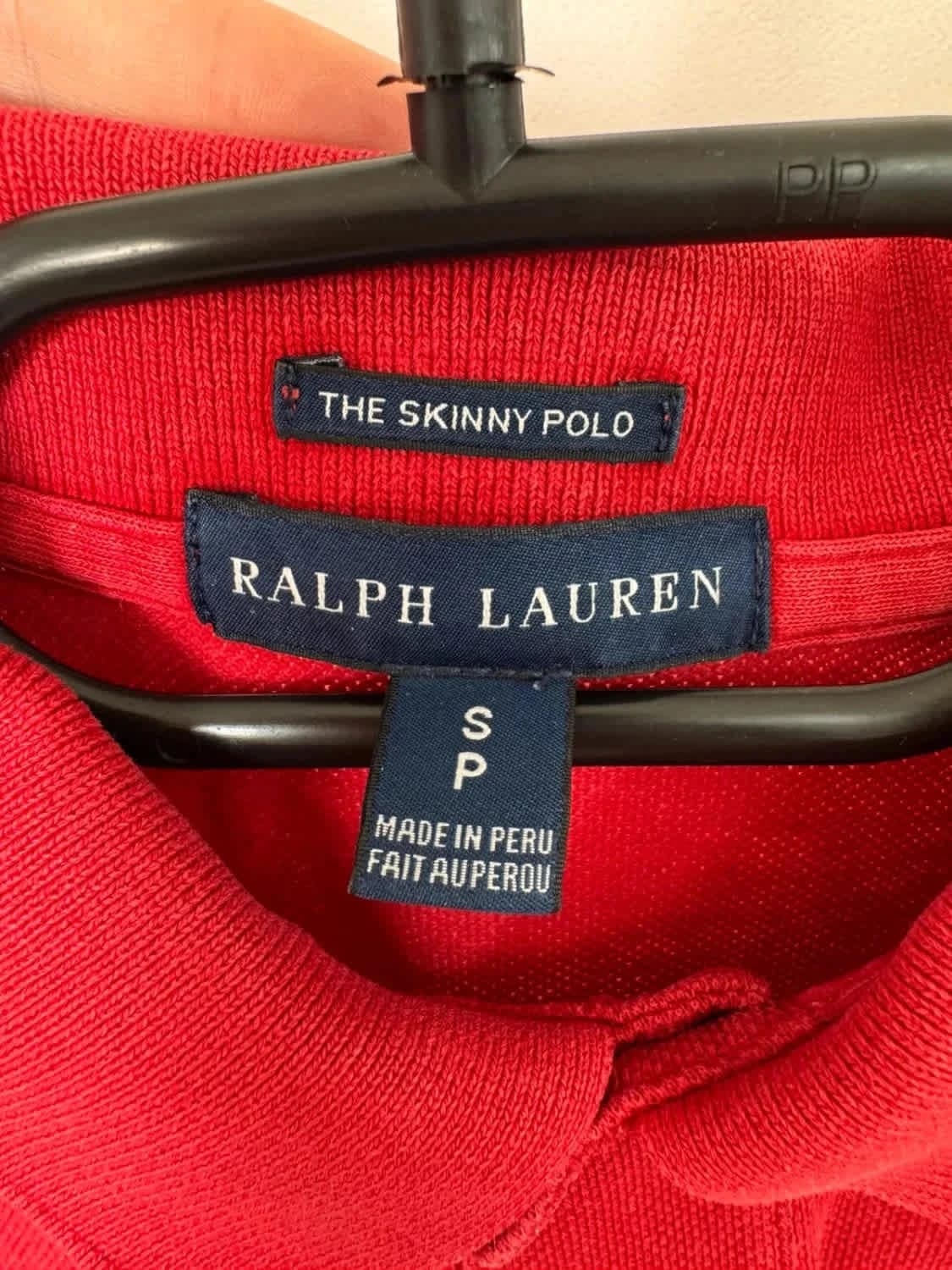 Polo Ralph Lauren Skinny fit femme rouge logo brodé bleu taille S - Photo 6/9