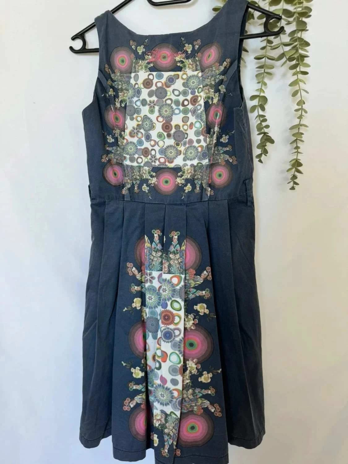 Robe bleu Desigual avec motifs taille 36 - Photo 6/7