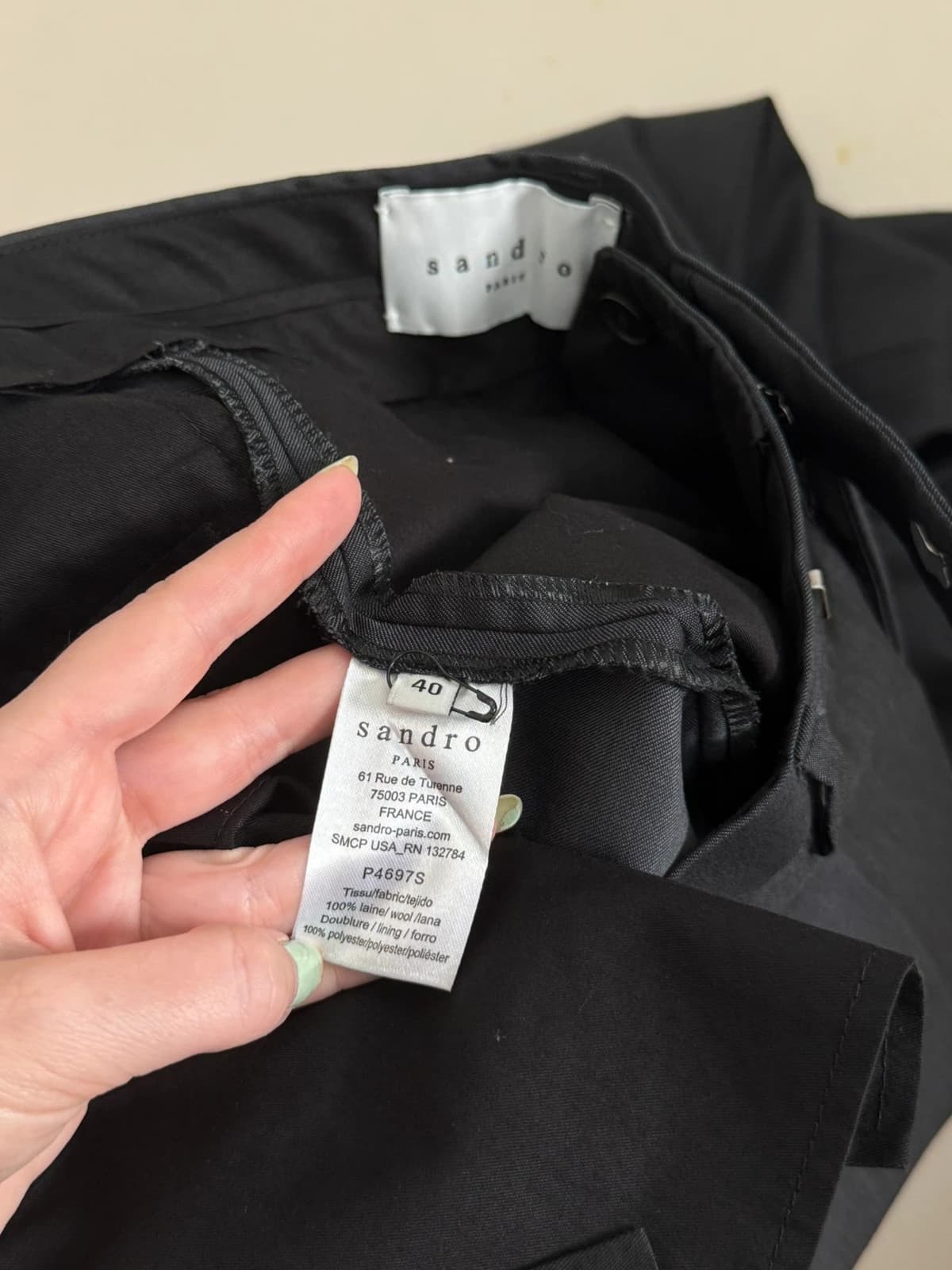 Pantalon tailleur Sandro noir laine taille 40/M - Photo 7/9