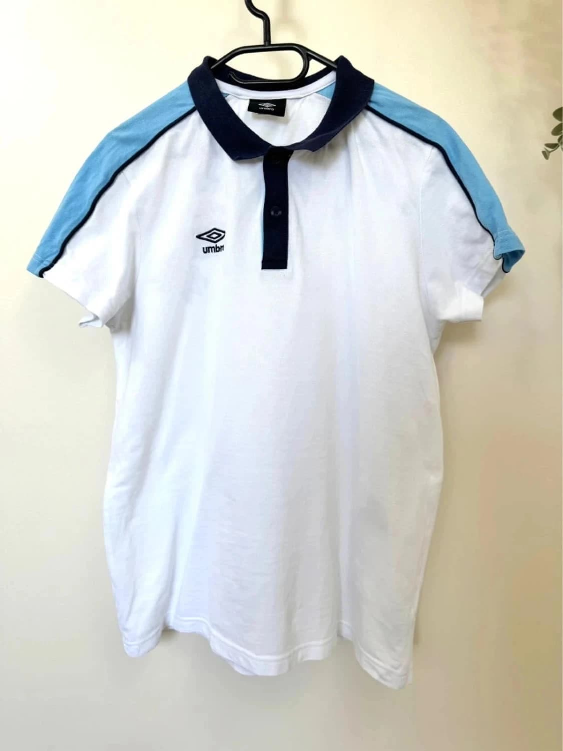 Polo Umbro blanc et bleu logo brodé taille L - Photo 2/6