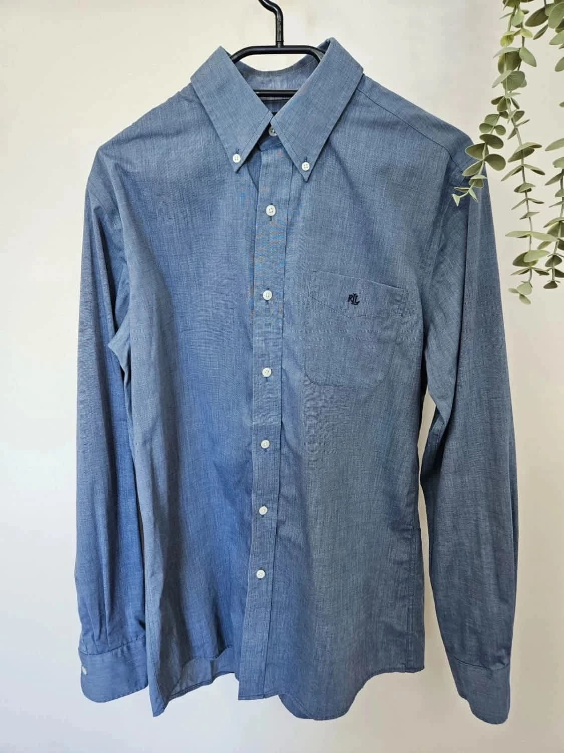 Chemise Lauren Ralph Lauren bleue Fitted Non Iron logo brodé taille 39/M - Photo 2/7