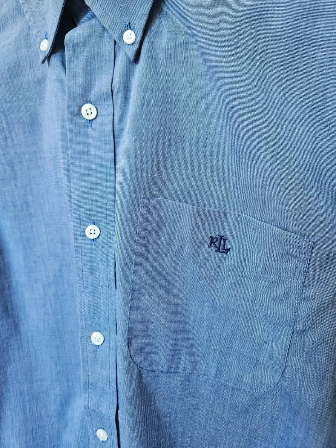 Chemise Lauren Ralph Lauren bleue Fitted Non Iron logo brodé taille 39/M - Photo 3/7