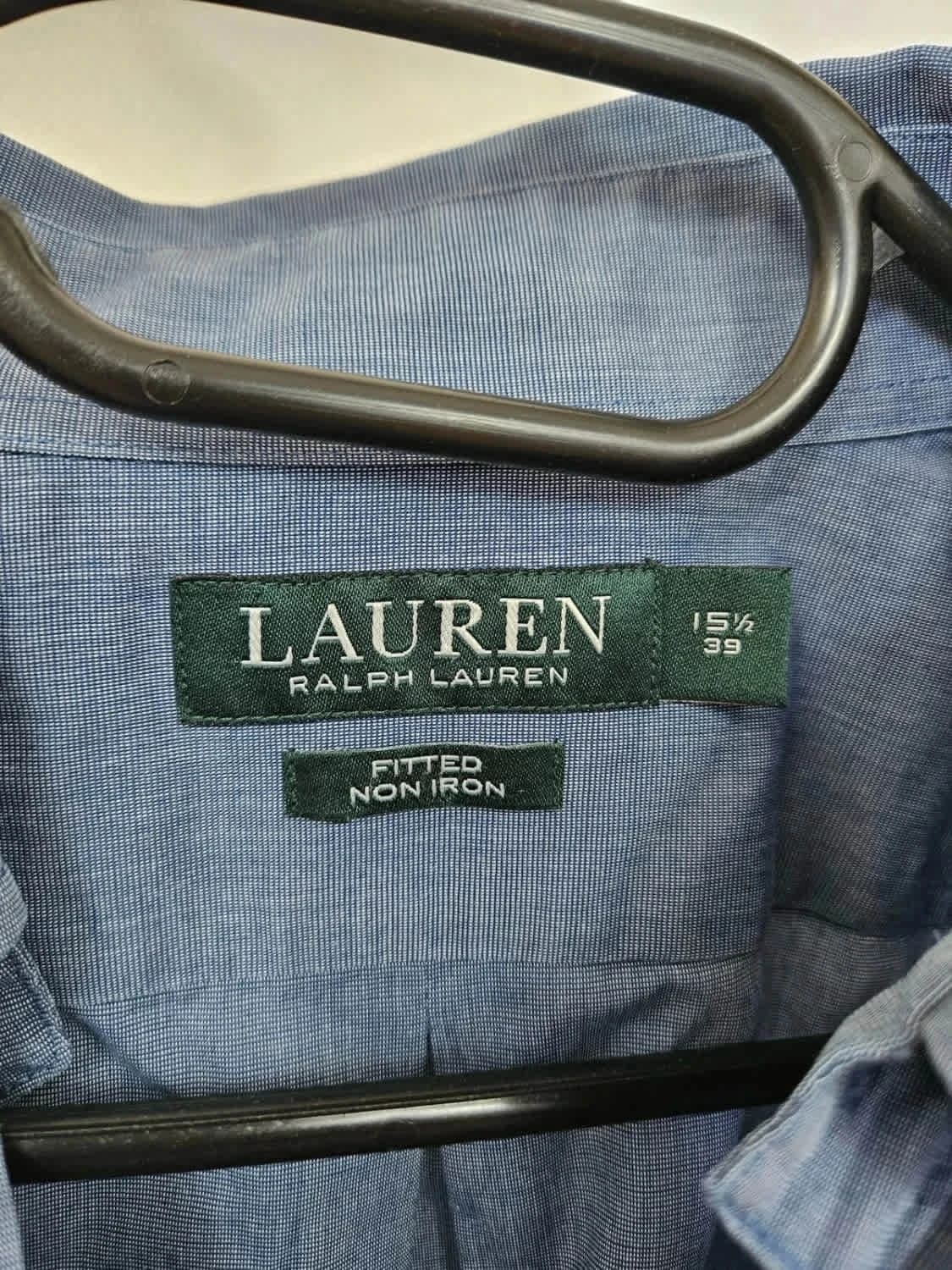 Chemise Lauren Ralph Lauren bleue Fitted Non Iron logo brodé taille 39/M - Photo 5/7
