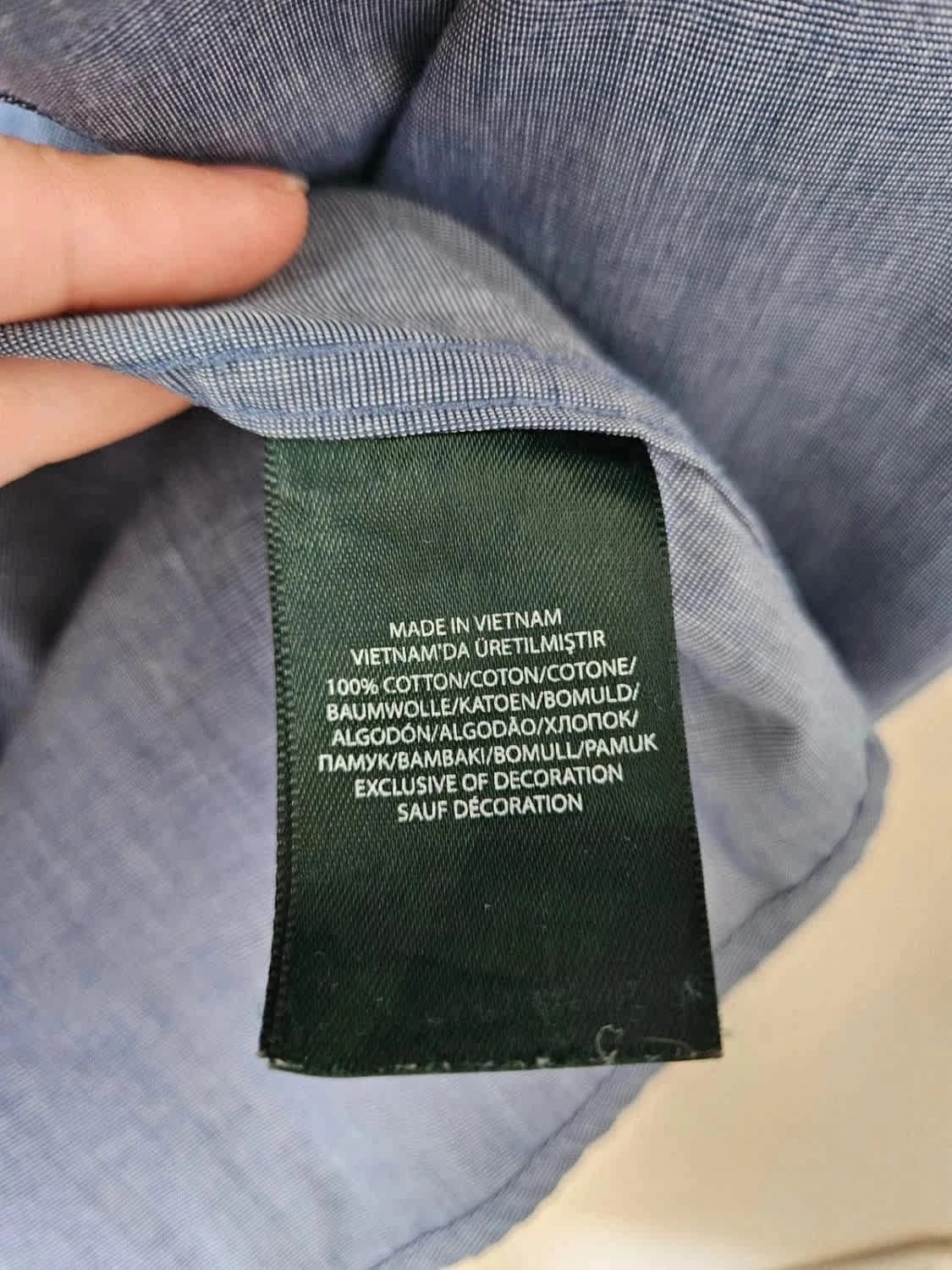 Chemise Lauren Ralph Lauren bleue Fitted Non Iron logo brodé taille 39/M - Photo 6/7