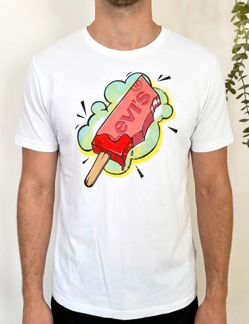 T-shirt coton Levi’s blanc glace logo imprimé taille XS - FP2512184 - Photo 1/9