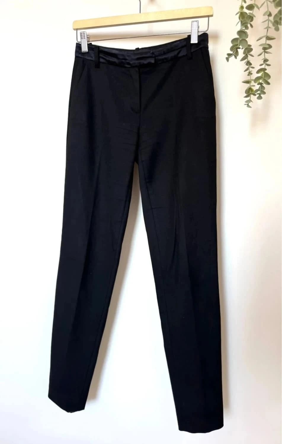 Pantalon ajusté Maje noir Roman coupe cigarette chic ceinture soie taille 34 - Photo 2/7