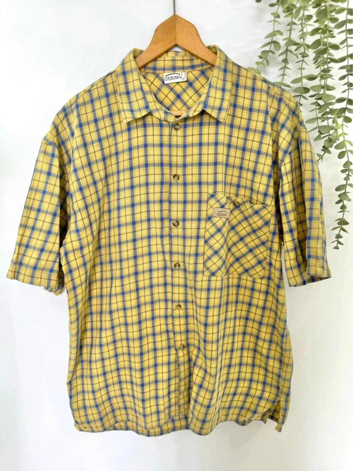 Chemise jaune et bleu à carreaux manches courtes Oxbow taille L - Photo 2/6
