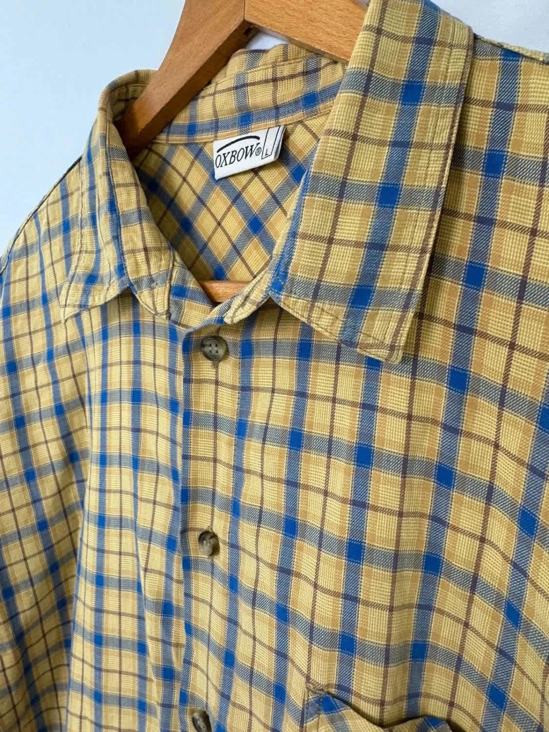 Chemise jaune et bleu à carreaux manches courtes Oxbow taille L - Photo 4/6