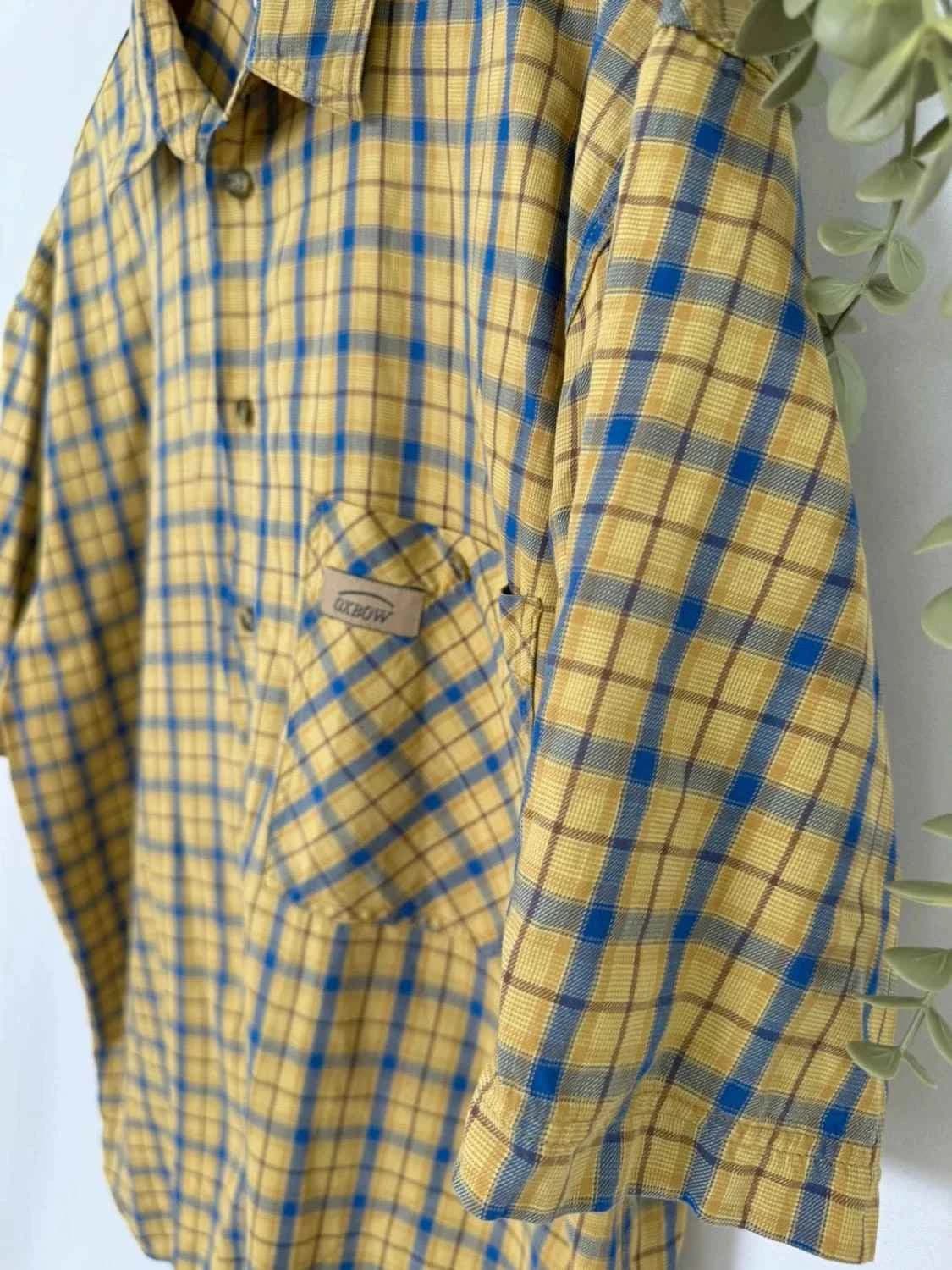 Chemise jaune et bleu à carreaux manches courtes Oxbow taille L - Photo 5/6