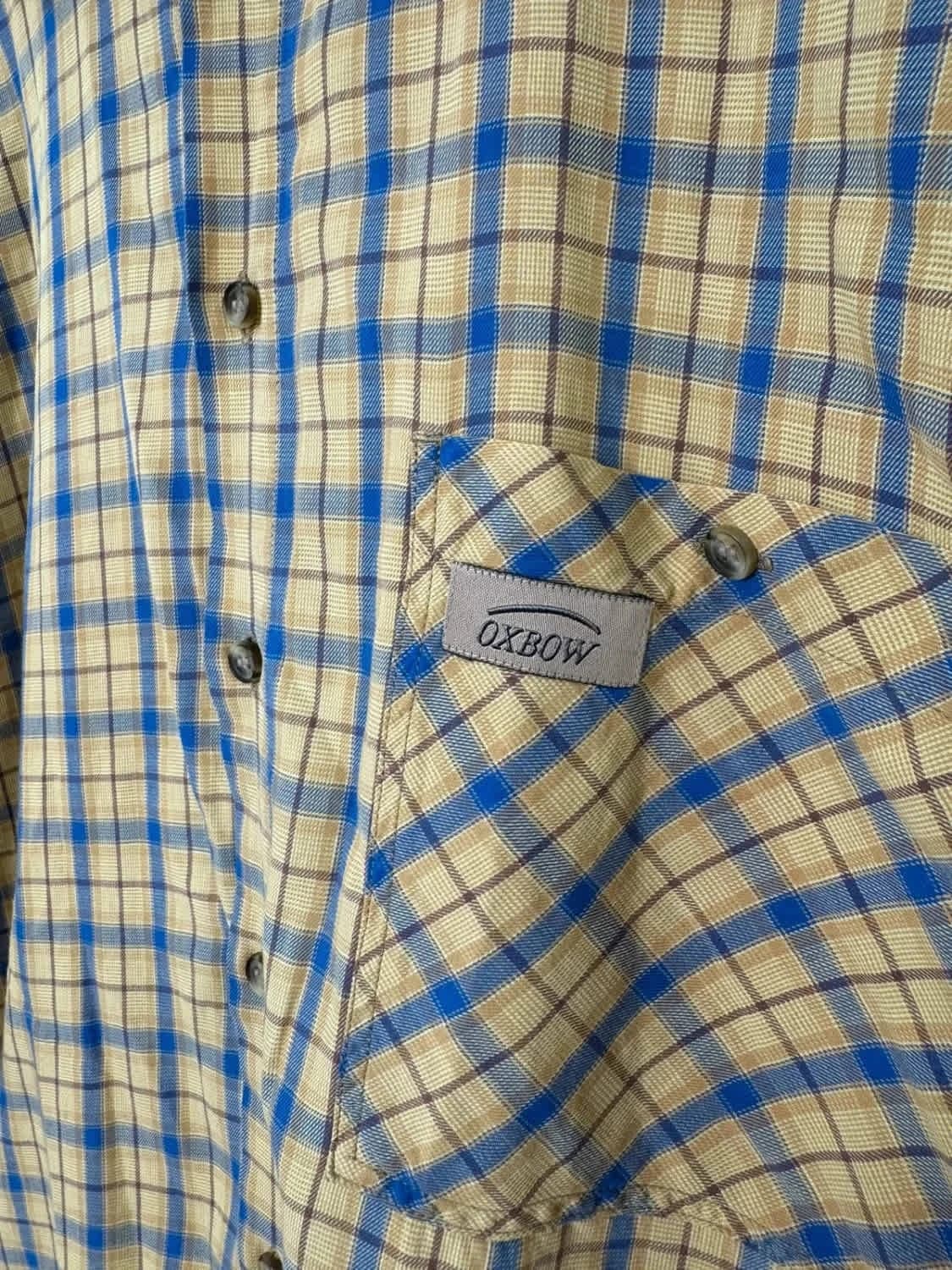 Chemise jaune et bleu à carreaux manches courtes Oxbow taille L - Photo 3/6