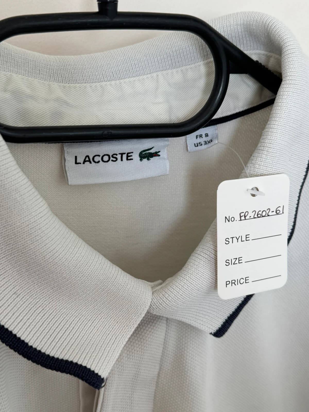 Polo manches longues piqué Lacoste blanc marine taille XXL - FP260261 - Photo 8/12