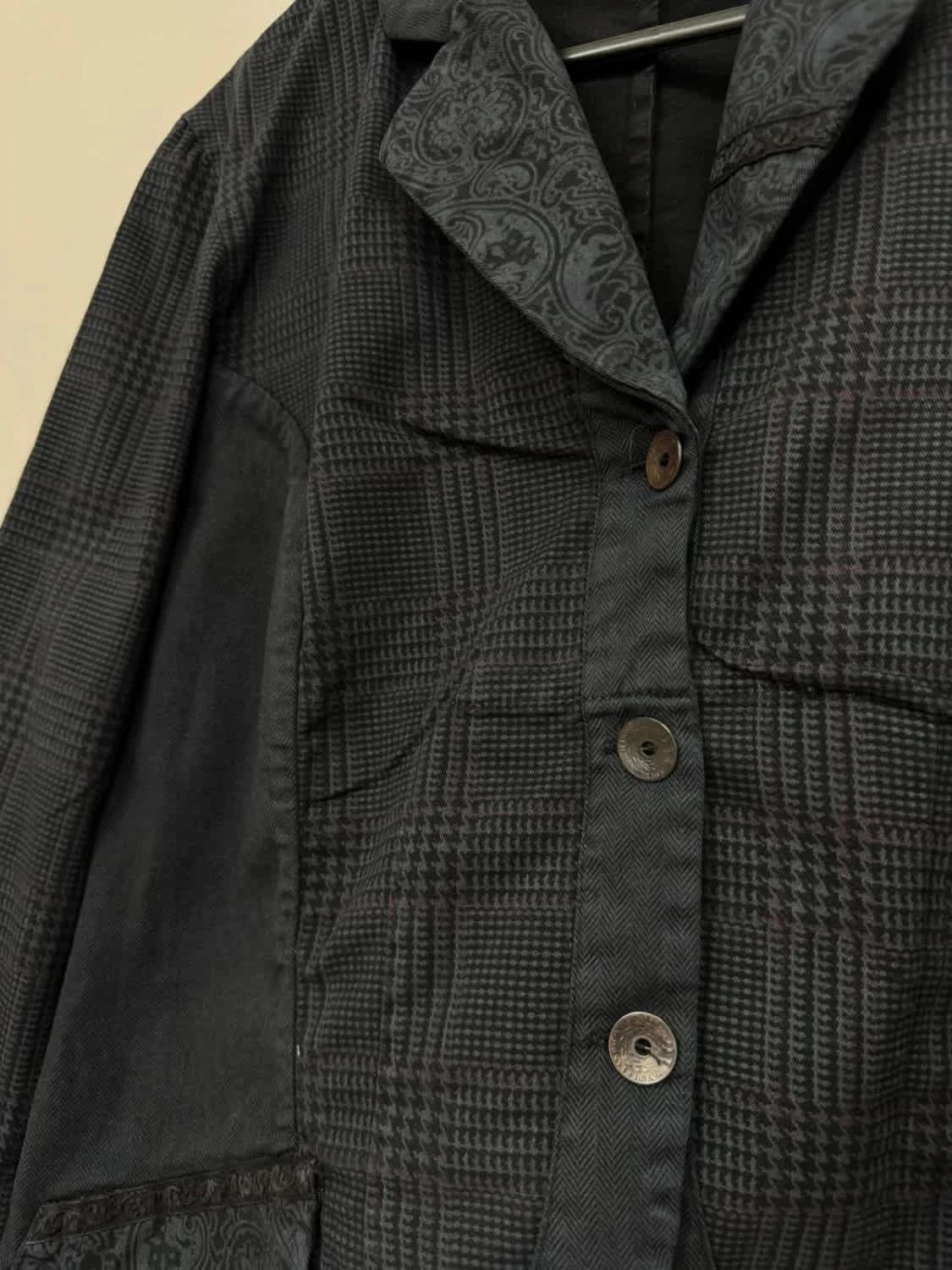 Veste blazer noir La Fée Maraboutée motif prince-de-galles et jacquard taille 42 - Photo 4/8