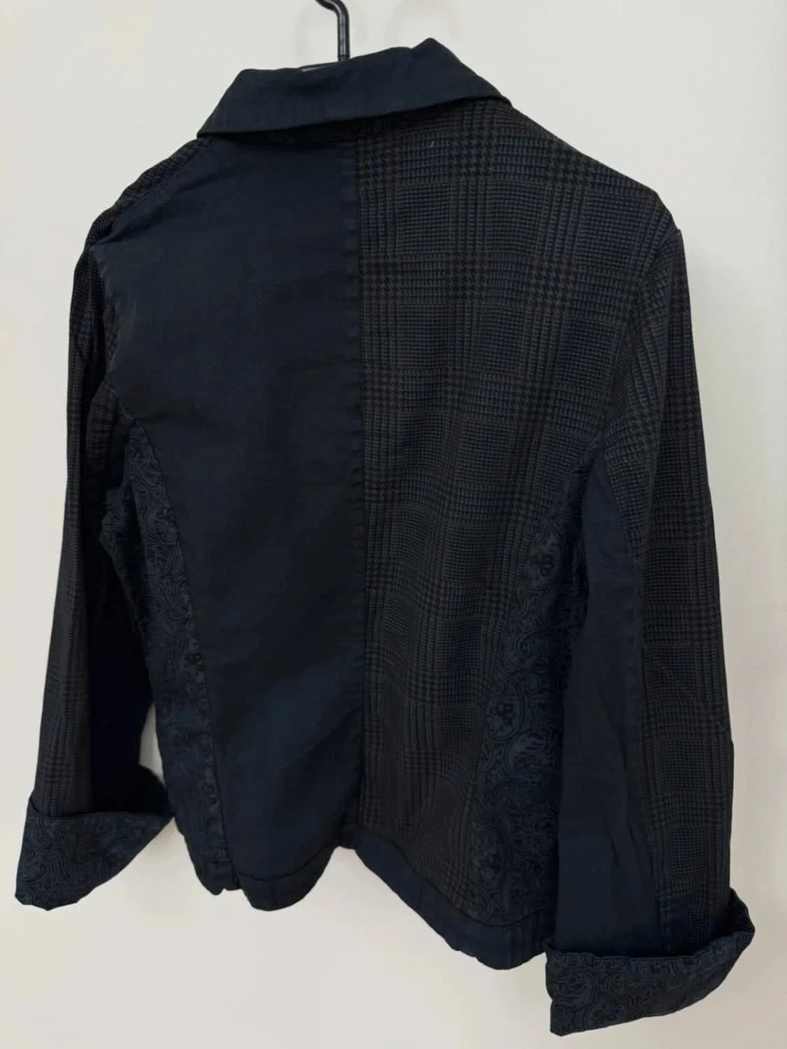 Veste blazer noir La Fée Maraboutée motif prince-de-galles et jacquard taille 42 - Photo 7/8
