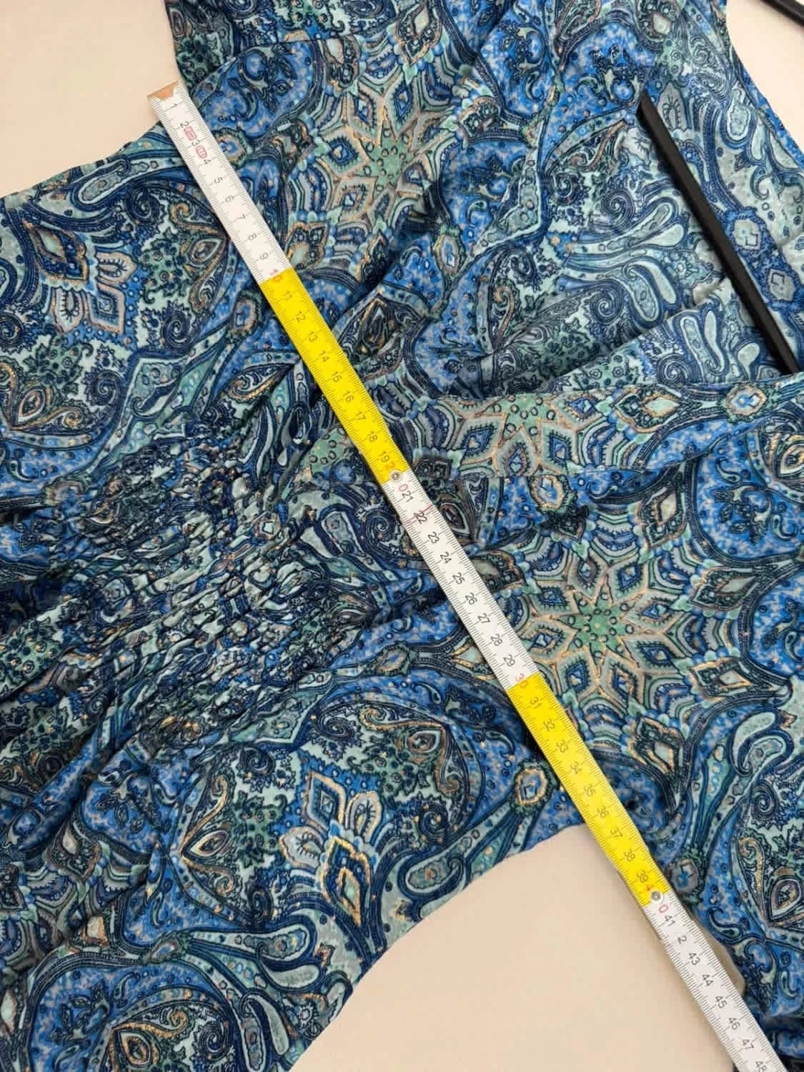 Robe fluide bohème soie imprimé cachemire bleu manches papillon taille unique - Photo 7/7