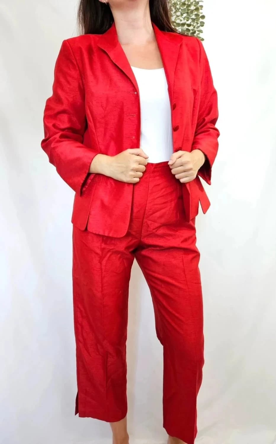 Ensemble rouge blazer et pantalon Un Jour Ailleurs - Photo 1/9