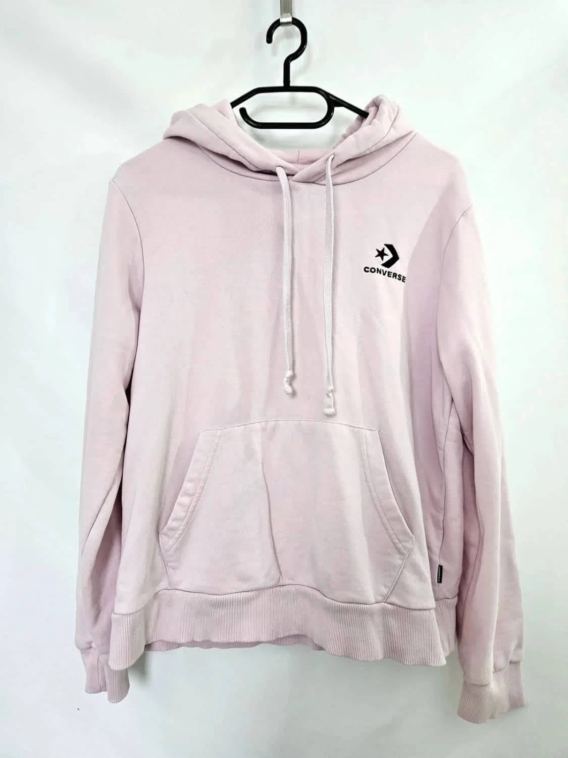 Sweat à capuche hoodie rose Converse brodé taille L - Photo 2/7