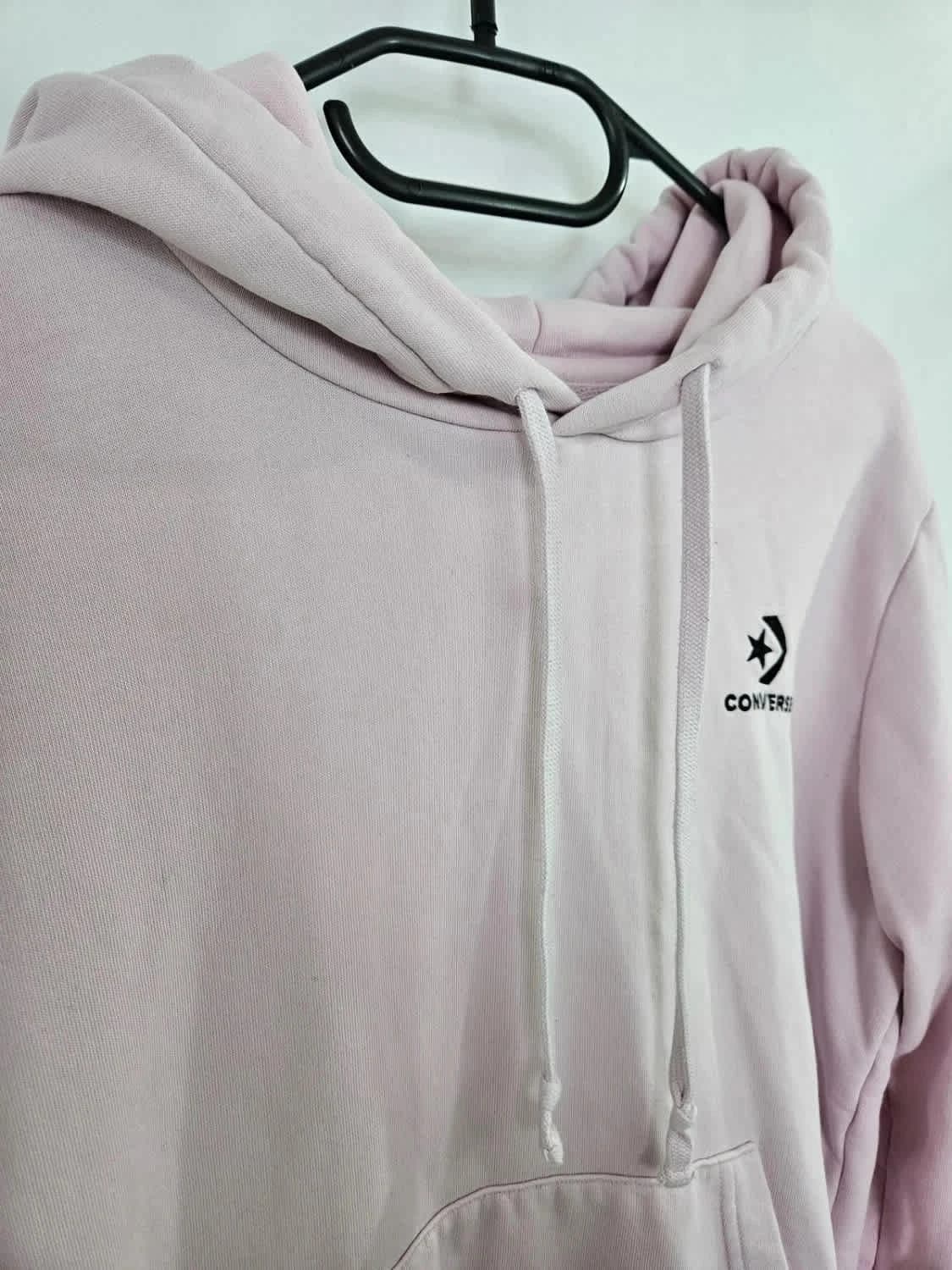 Sweat à capuche hoodie rose Converse brodé taille L - Photo 3/7