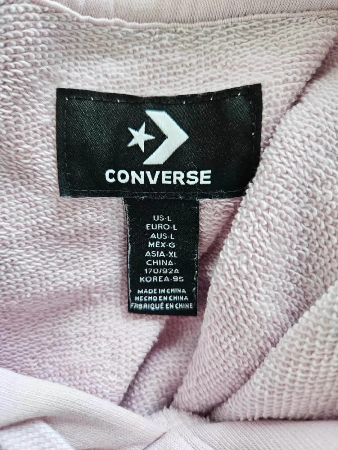 Sweat à capuche hoodie rose Converse brodé taille L - Photo 7/7
