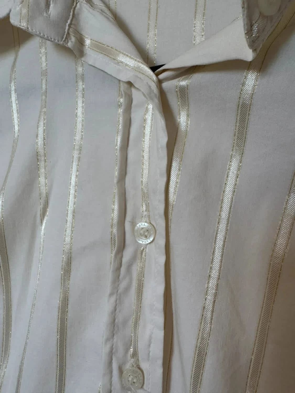 Chemise crème rayée dorée Zara taille S - Photo 4/6