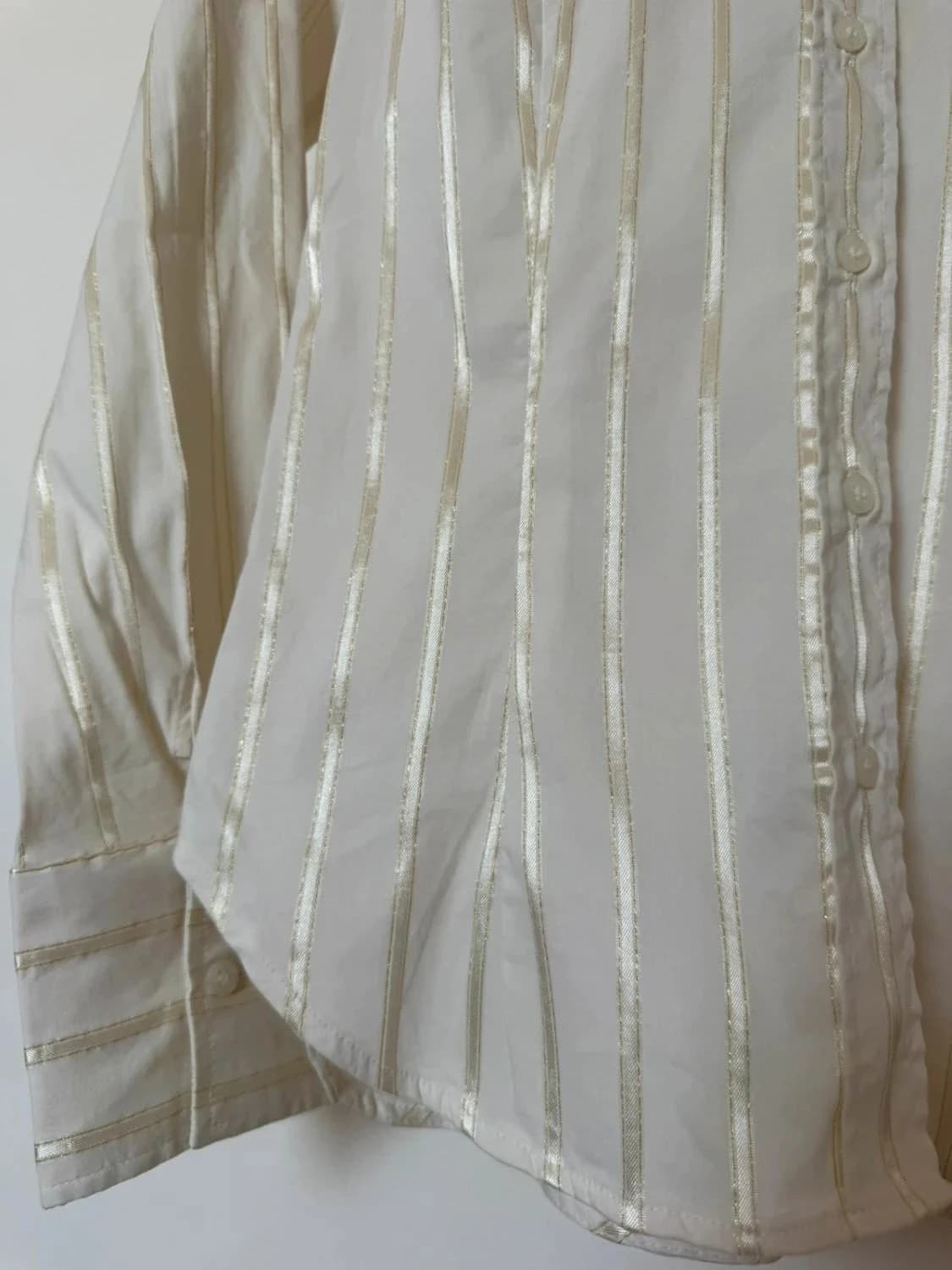 Chemise crème rayée dorée Zara taille S - Photo 5/6