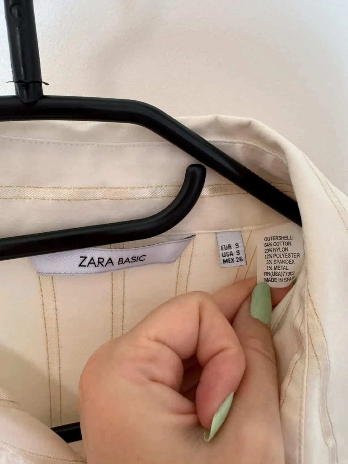 Chemise crème rayée dorée Zara taille S - Photo 3/6