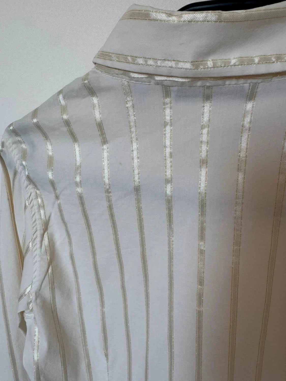 Chemise crème rayée dorée Zara taille S - Photo 6/6