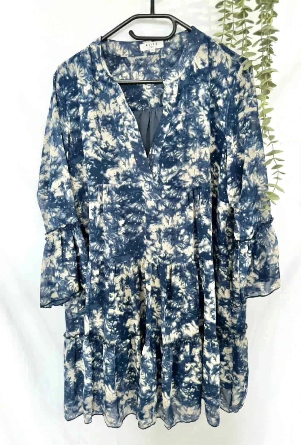Robe ample Kilky Paris bleue et blanche à pois dorés taille unique - Photo 2/5