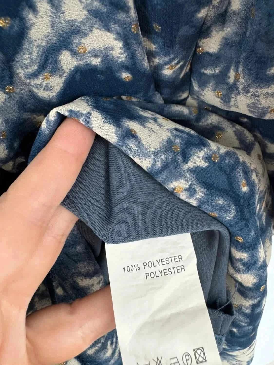 Robe ample Kilky Paris bleue et blanche à pois dorés taille unique - Photo 5/5