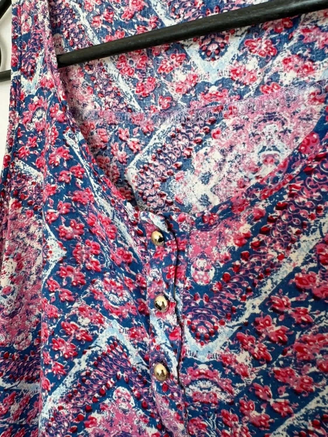 Top bohème Lilie Rose et dentelle 100% coton taille S/M - Photo 4/6