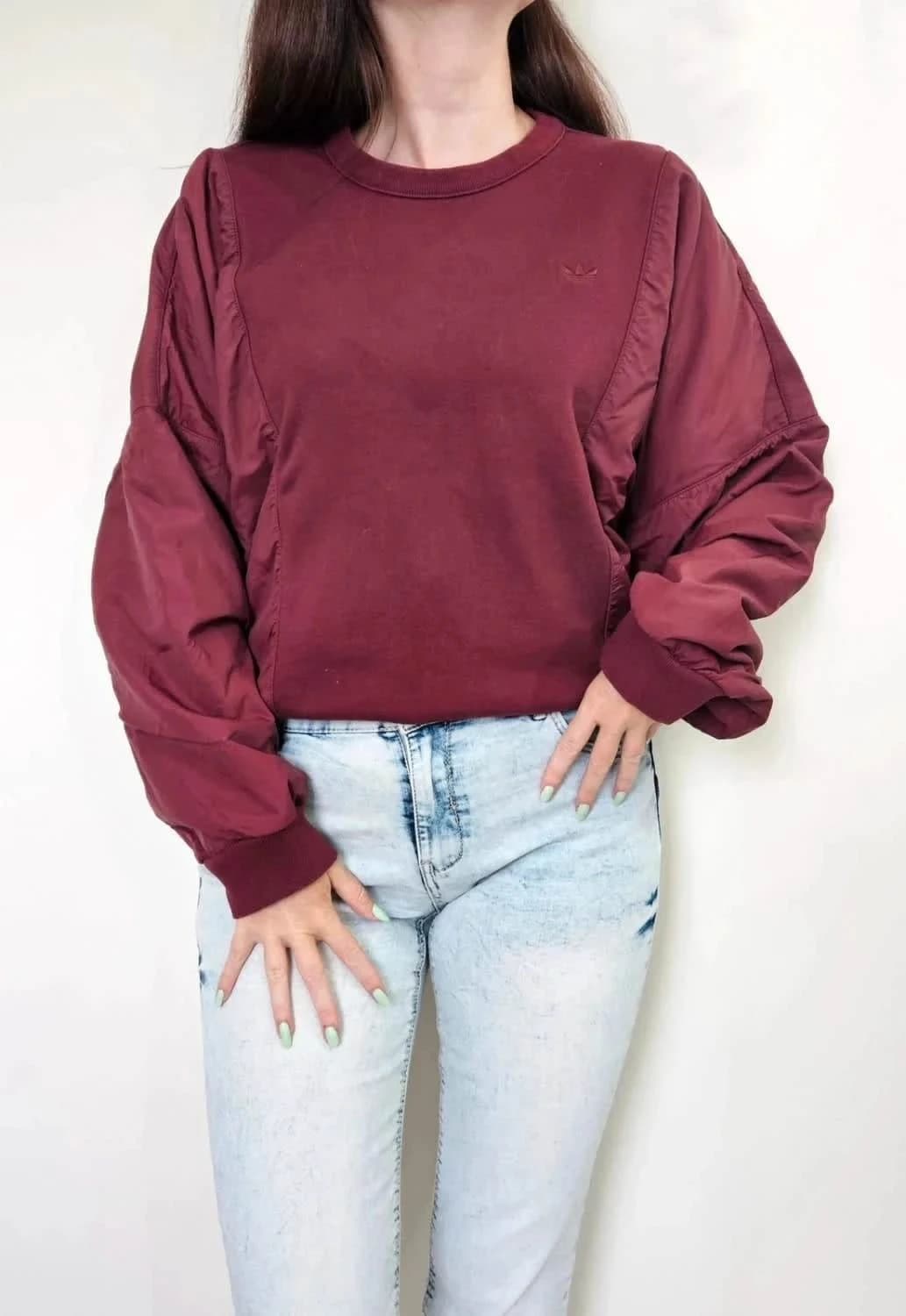 Sweat Adidas Originals bordeaux manches bouffantes oversize taille L - Photo 1/7