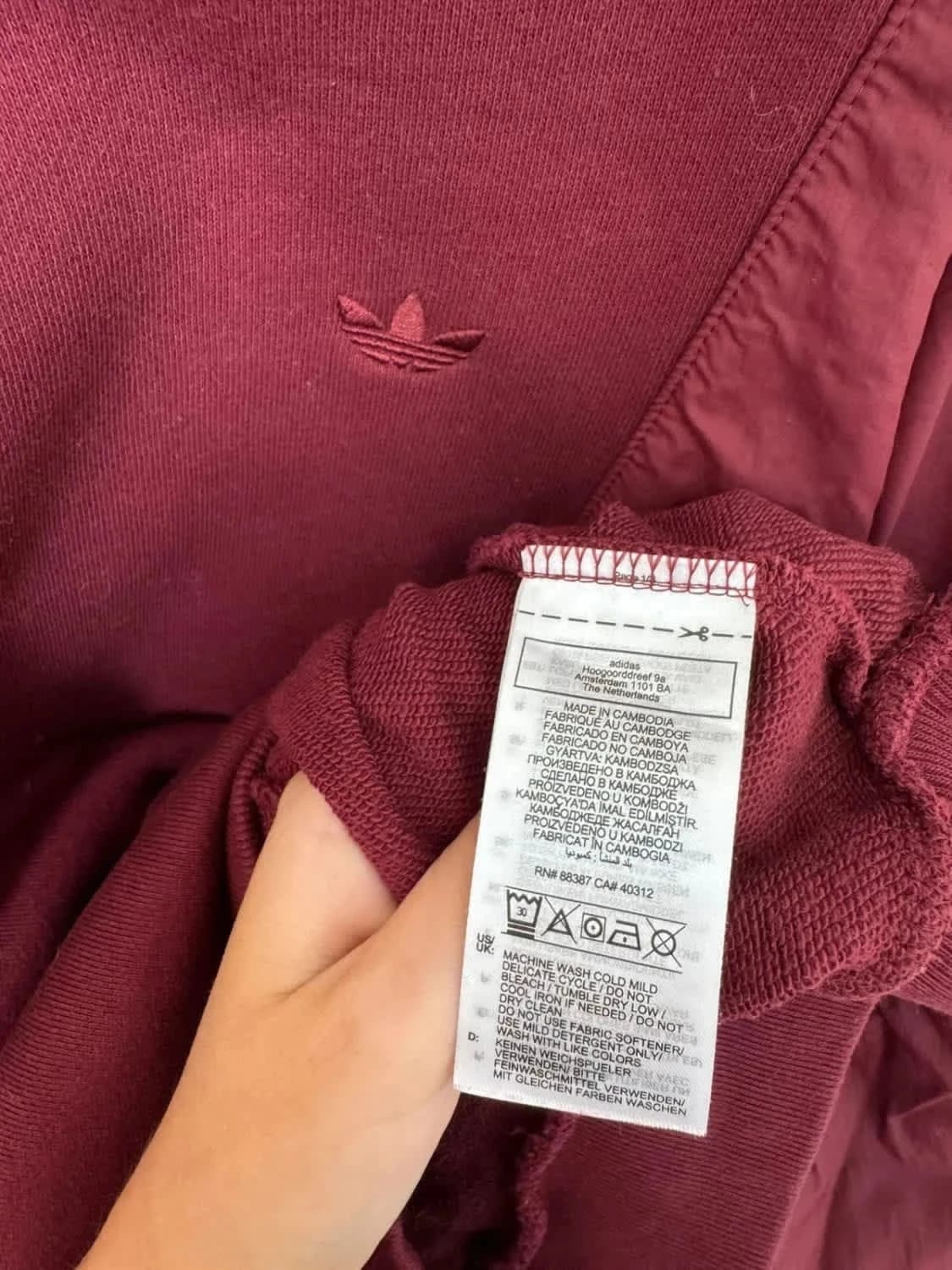 Sweat Adidas Originals bordeaux manches bouffantes oversize taille L - Photo 5/7