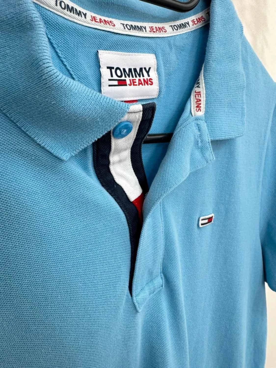Polo piqué Tommy Jeans bleu clair logo drapeau taille S - FP251220 - Photo 3/10