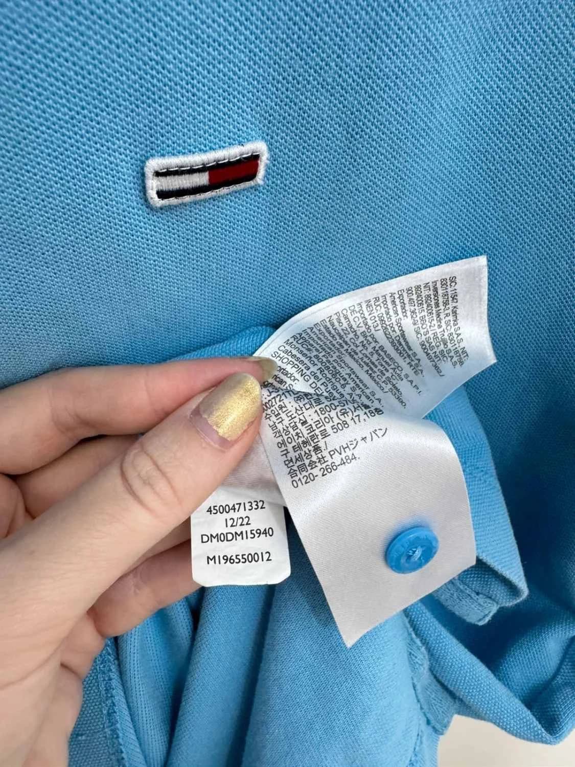 Polo piqué Tommy Jeans bleu clair logo drapeau taille S - FP251220 - Photo 8/10