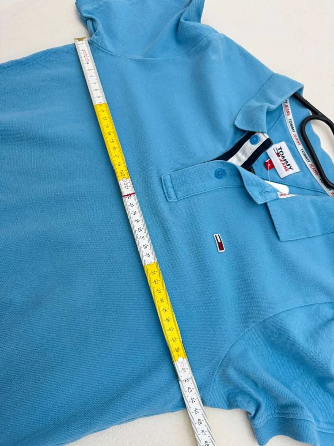 Polo piqué Tommy Jeans bleu clair logo drapeau taille S - FP251220 - Photo 10/10