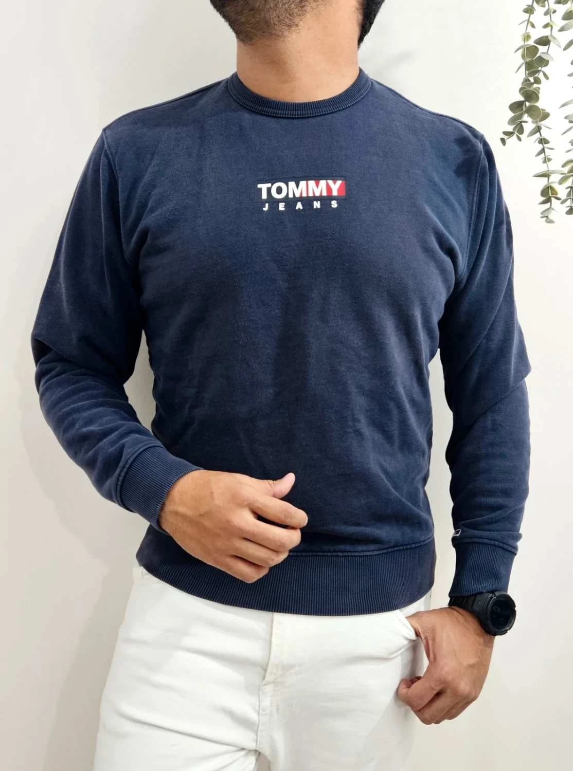 Sweatshirt Crewneck Tommy Jeans bleu marine logo poitrine taille M - FP251294 - Photo 1/6