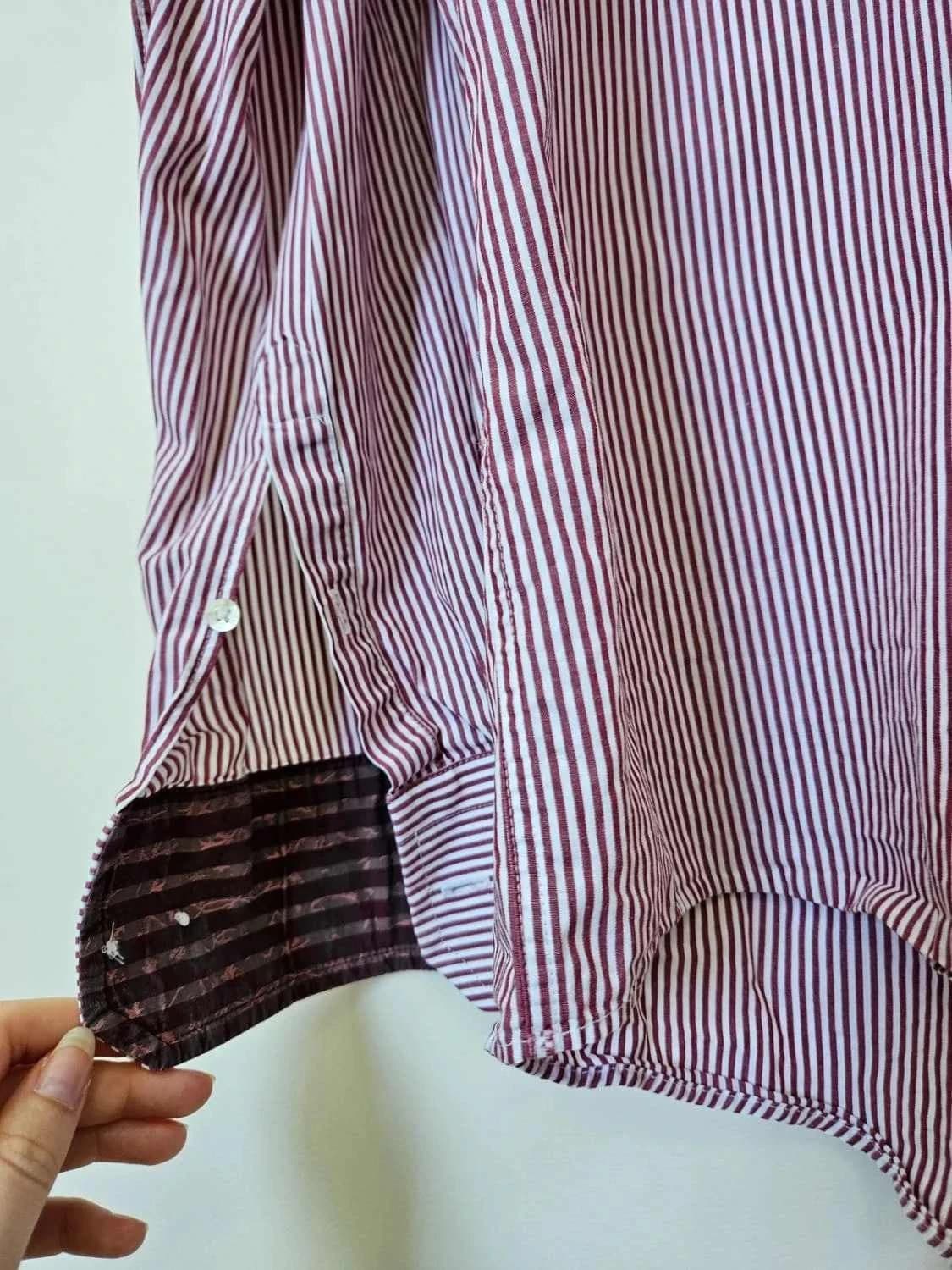 Chemise manches longues Digel rayée rouge blanc taille 44/XL - Photo 5/7