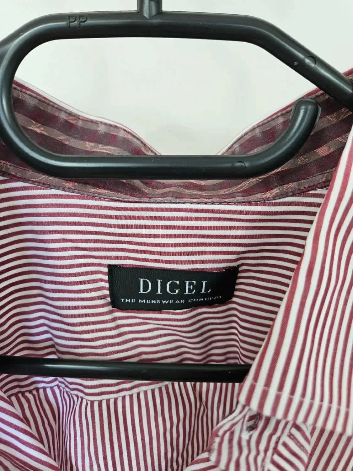 Chemise manches longues Digel rayée rouge blanc taille 44/XL - Photo 6/7