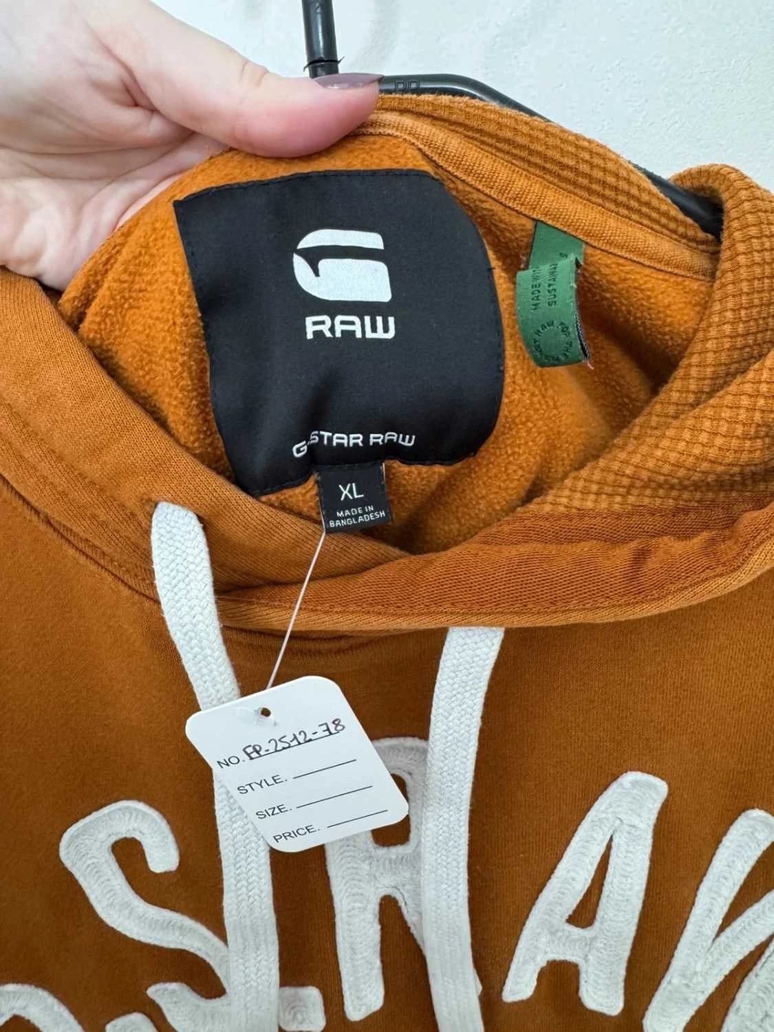 Sweat à capuche hoodie G-Star Raw marron logo brodé taille XL - FP251278 - Photo 6/8