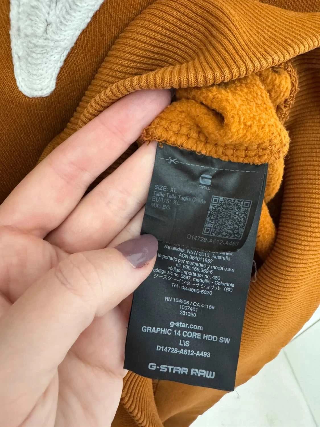 Sweat à capuche hoodie G-Star Raw marron logo brodé taille XL - FP251278 - Photo 7/8