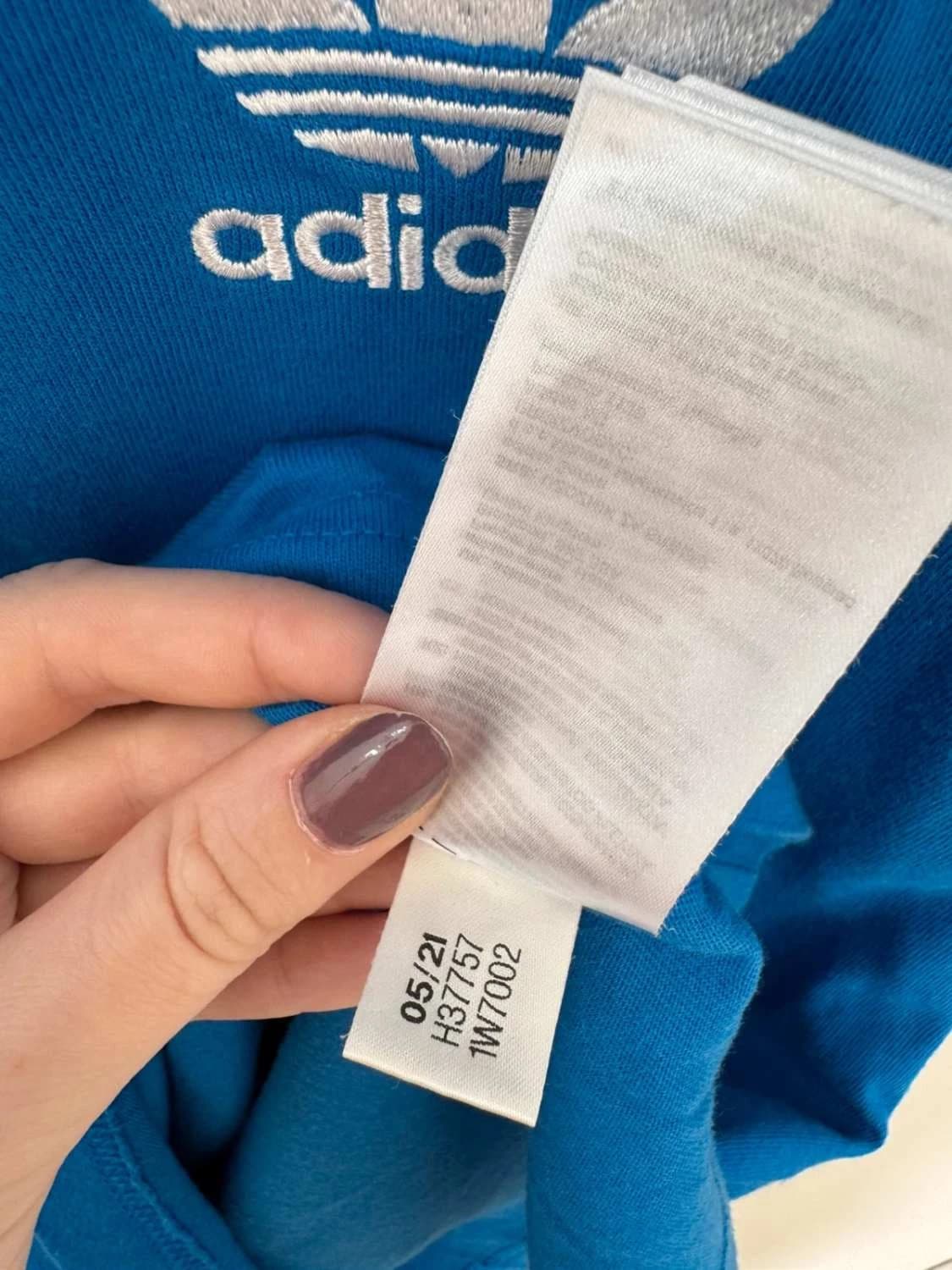 T-shirt adidas Originals bleu bandes épaules col blanc logo brodé taille XS - FP2512166 - Photo 6/6