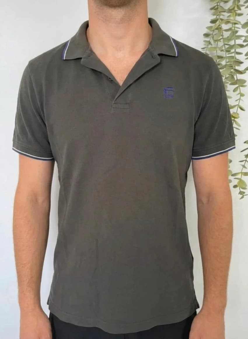 Polo G-Star Raw gris logo brodé violet - Taille M - Photo 1/5