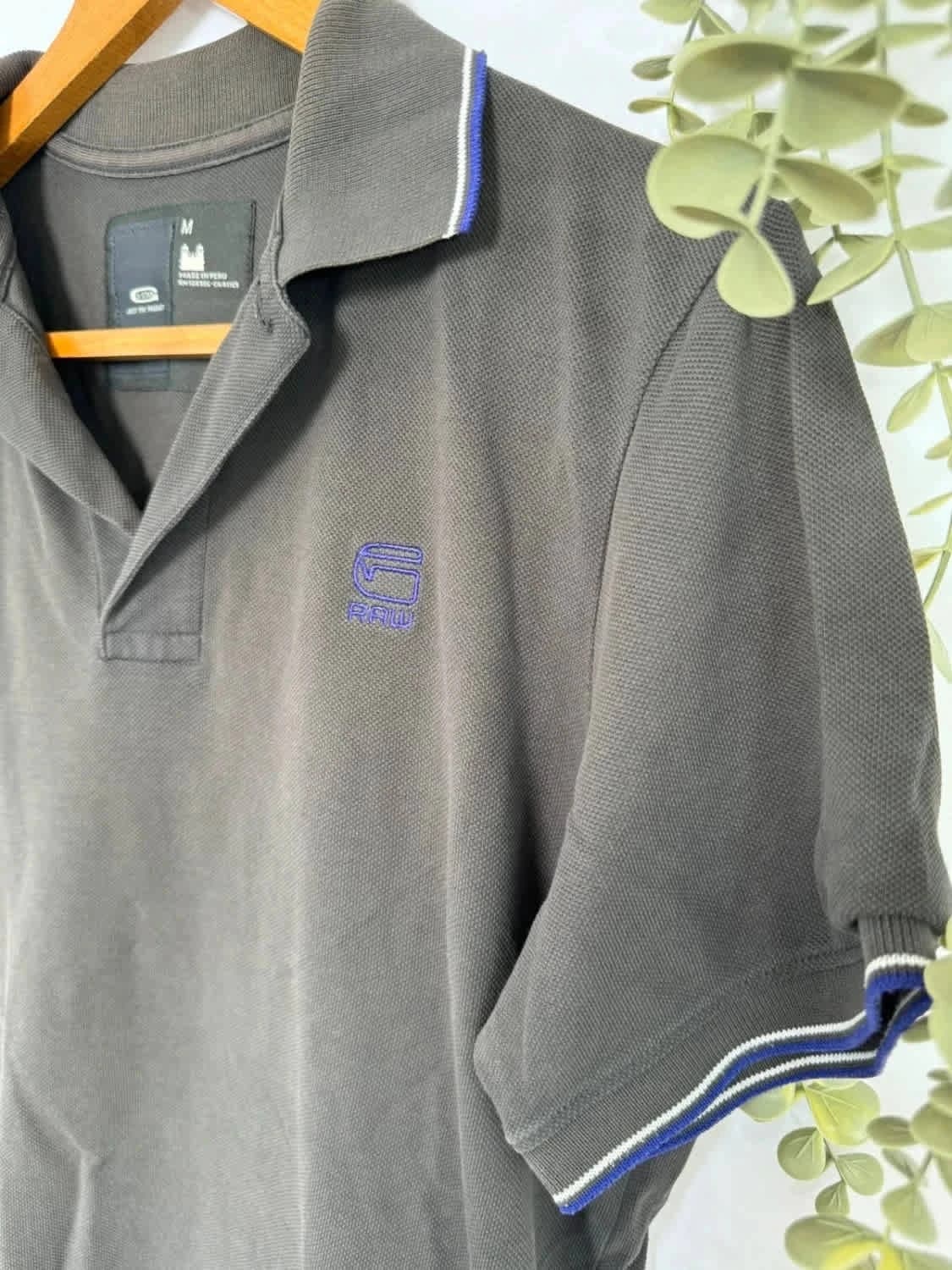 Polo G-Star Raw gris logo brodé violet - Taille M - Photo 3/5