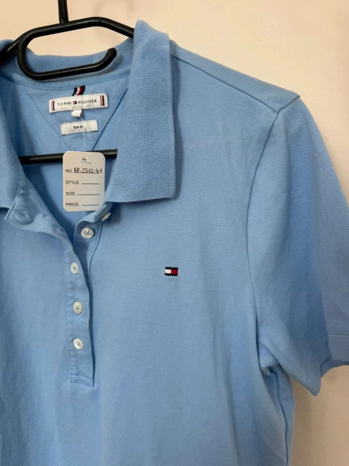 Polo Tommy Hilfiger bleu ciel Slim Fit coton stretch logo drapeau taille L - FP251241 - Photo 4/7