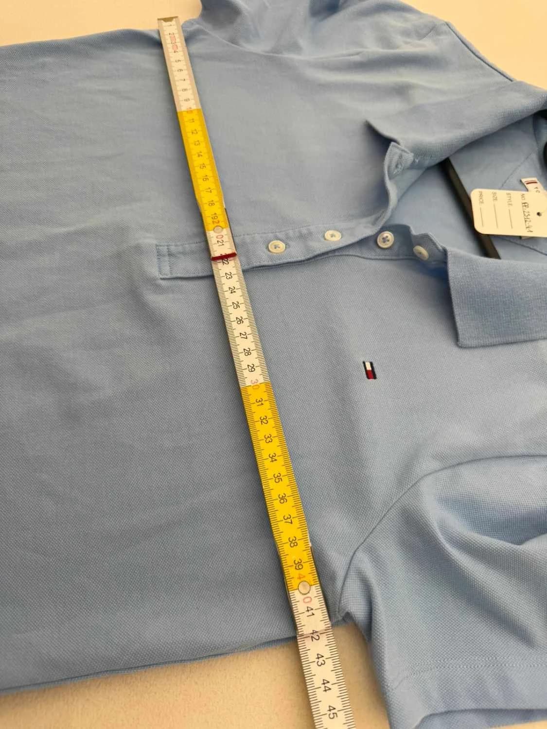 Polo Tommy Hilfiger bleu ciel Slim Fit coton stretch logo drapeau taille L - FP251241 - Photo 7/7