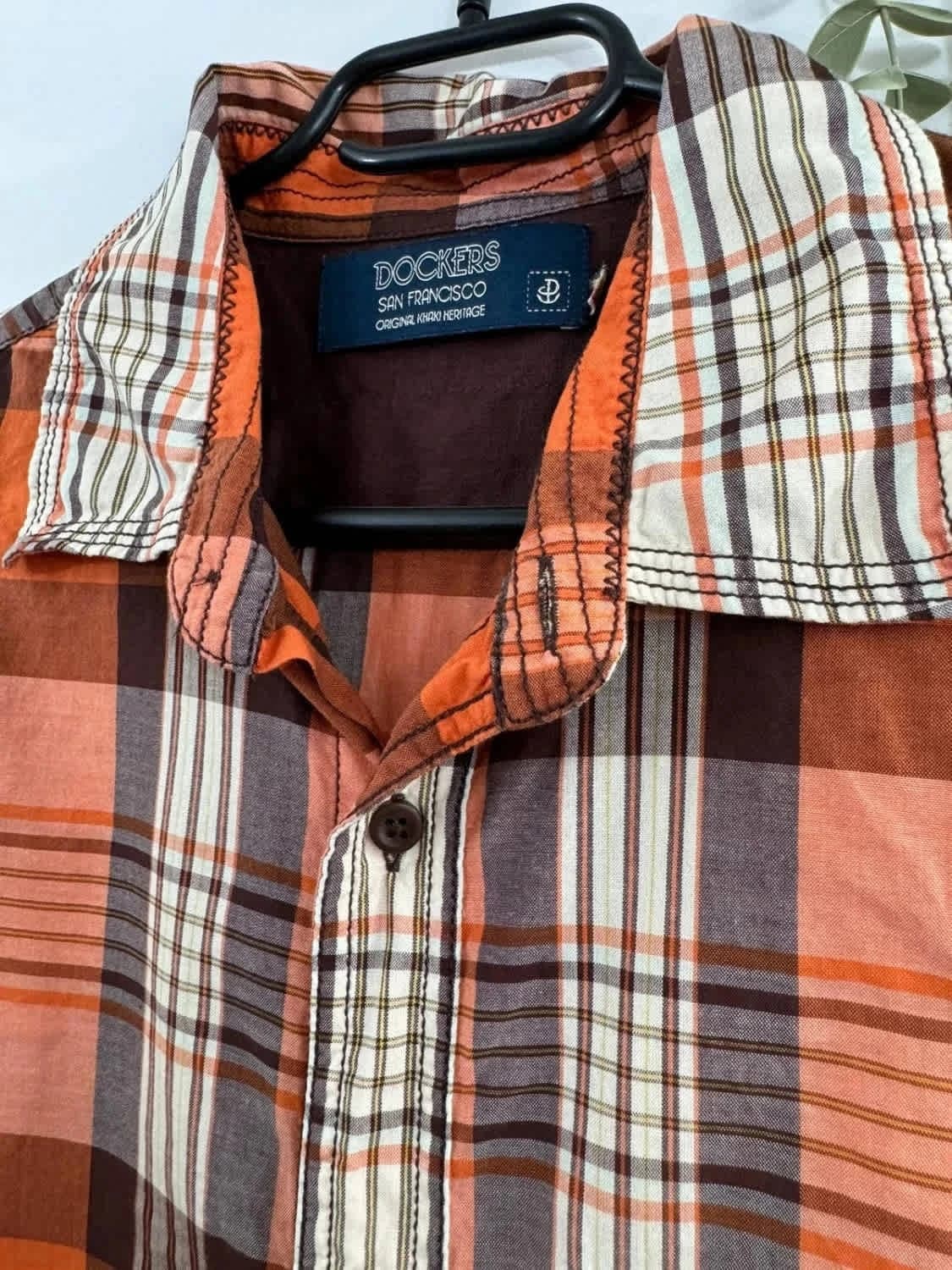 Chemise manches courtes orange à carreaux Dockers - Photo 4/7
