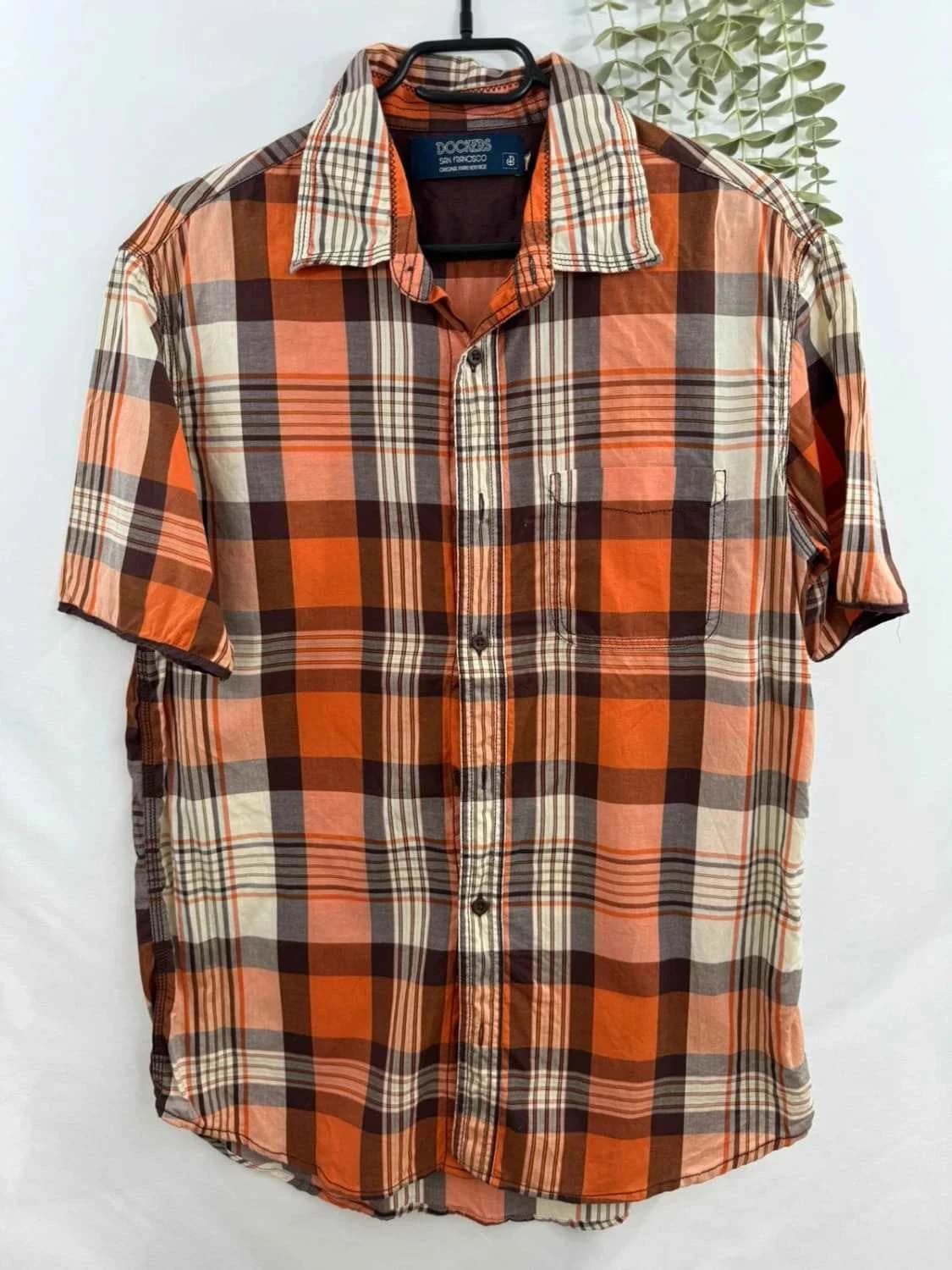 Chemise manches courtes orange à carreaux Dockers - Photo 2/7