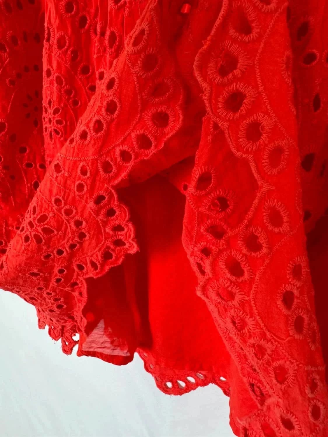 Jupe dentelle rouge Mango taille 38 - Photo 4/7